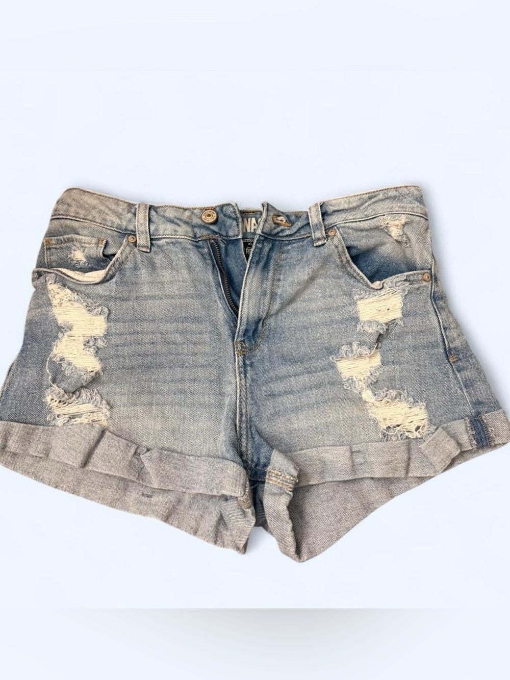 Rewash Light Blue Distressed Cuffed Denim Shorts